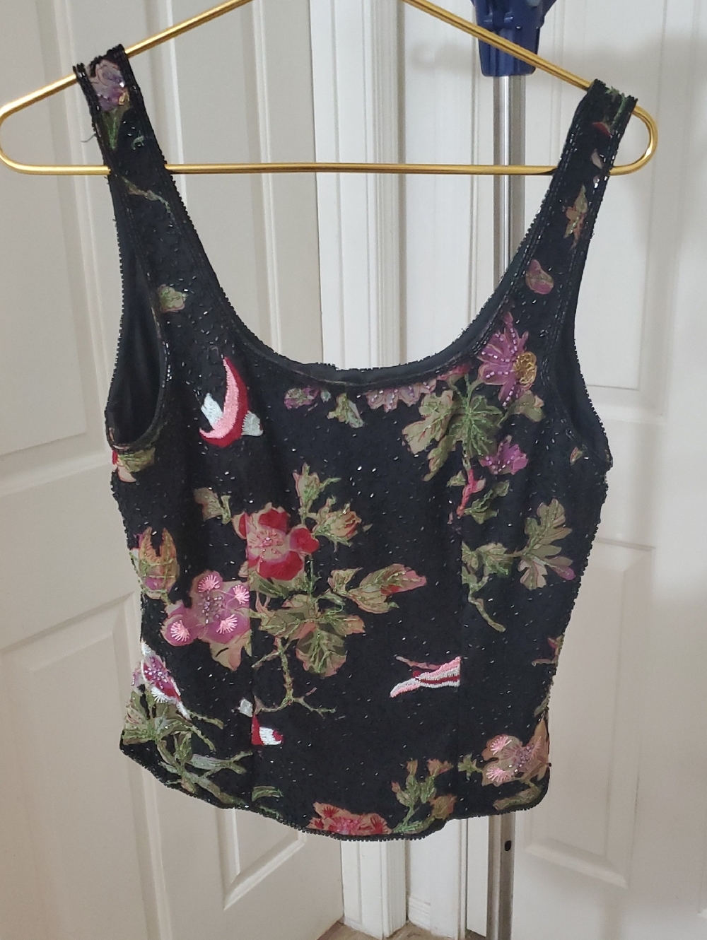 Black Floral Sequin Embellished Camisole - Women's